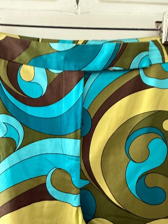 Talbots Turquoise, Olive & Brown Swirl Print Pants - Picture 3 of 4